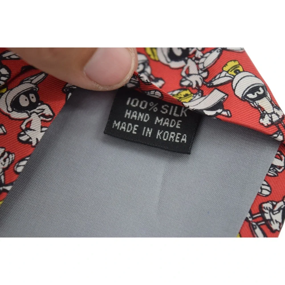 VTG Looney Tunes Marvin the Martian Balancine 1992‎ Silk Necktie Cartoon Red